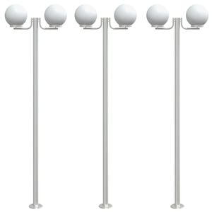 vidaXL Candeeiro de ch&atilde;o para exterior 3 pcs 215 cm a&ccedil;o inox. prateado