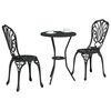 vidaXL Conjunto Bistro de Jardim 3 pcs Preto Alum&iacute;nio