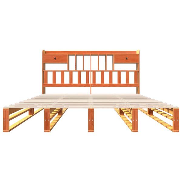 vidaXL Cama com estante sem colch&atilde;o 200x200 cm pinho maci&ccedil;o