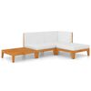 vidaXL 4 pcs conj. lounge jardim c/ almofad&otilde;es madeira ac&aacute;cia maci&ccedil;a