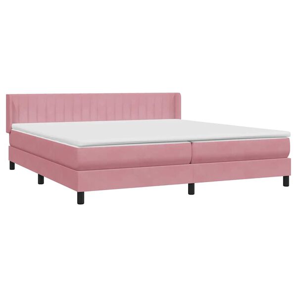 vidaXL Cama com molas colch&atilde;o 200x210 cm veludo rosa