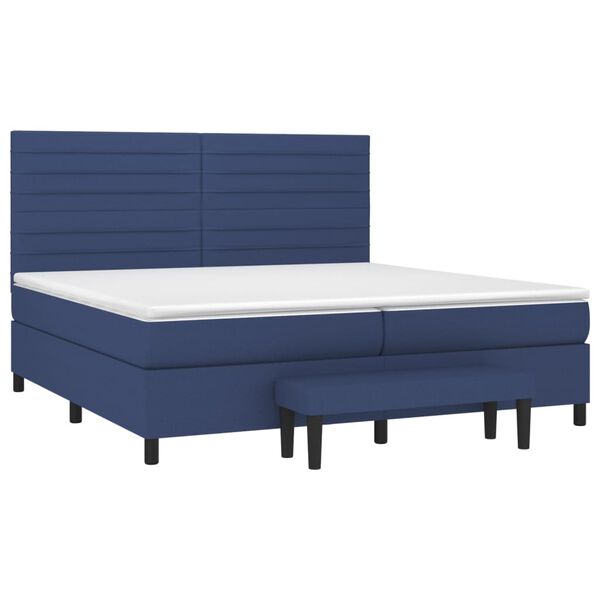 vidaXL Cama com molas/colch&atilde;o 200x200 cm tecido azul