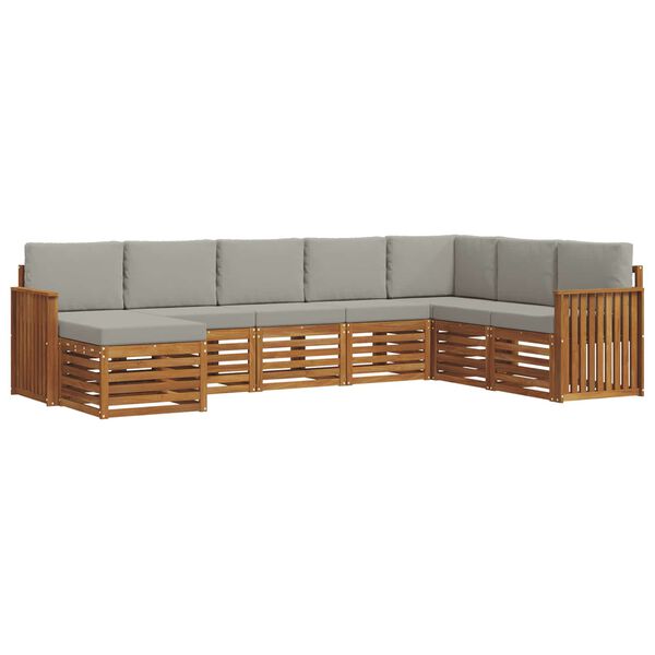 vidaXL Conjunto de Sof&aacute; Sectional 8 pcs Cinza Natural e Claro