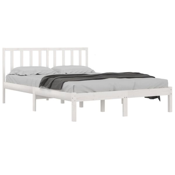 vidaXL Estrutura de cama super king 180x200 cm pinho maci&ccedil;o branco