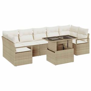 vidaXL Conjunto de Sof&aacute; de Jardim 8 pcs Bege Rattan Sint&eacute;tico
