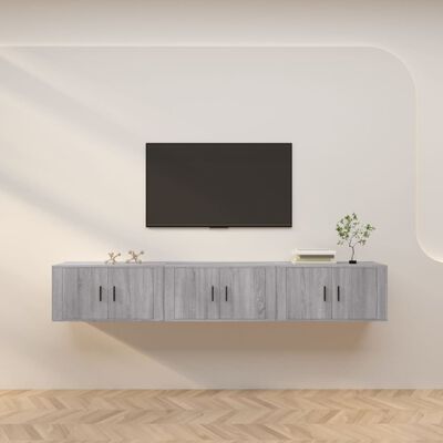 vidaXL Móveis de TV de parede 3 pcs 80x34,5x40 cm cinzento sonoma