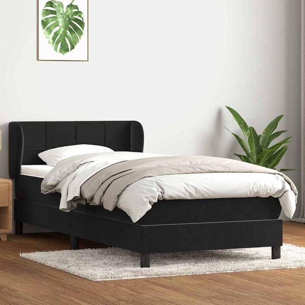 vidaXL Cama com molas/colch&atilde;o 100x220 cm veludo preto