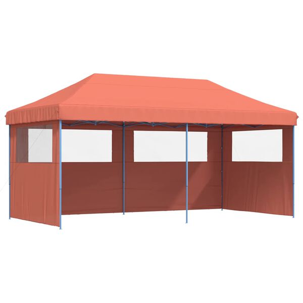 vidaXL Tenda p/ festas pop-up dobr&aacute;vel 3 paredes laterais terracotta