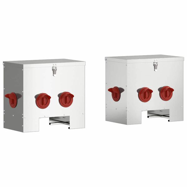 vidaXL Comedouro para galinha 2 pcs Prateado 40,5 x 25 x 38 cm