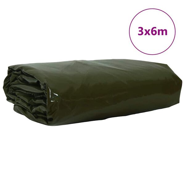 vidaXL Lona 650g / m² Verde Oliva 3 x 6 m Lona com revestimento em PVC