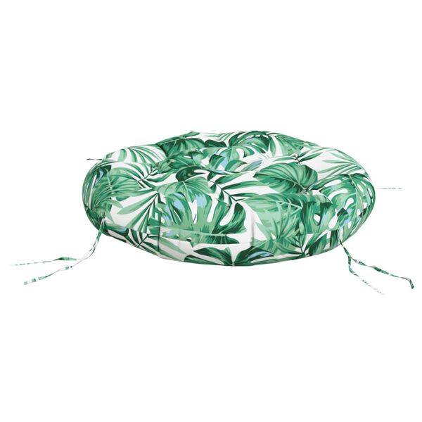 vidaXL Almofad&atilde;o redondo &Oslash; 60 x11 cm tecido oxford padr&atilde;o folhas