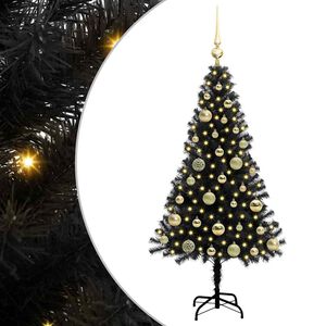 vidaXL &Aacute;rvore de Natal com 150 LEDs com suporte Preto 120 cm PVC