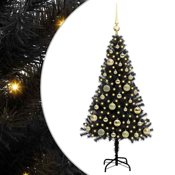 vidaXL &Aacute;rvore de Natal com 150 LEDs com suporte Preto 120 cm PVC