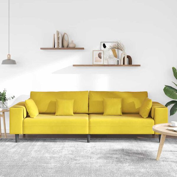 vidaXL Sof&aacute; com almofada Amarelo 250 x 77 x 76 cm Veludo