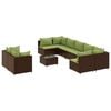 vidaXL 10 pcs conj. sof&aacute;s jardim com almofad&otilde;es vime PE castanho