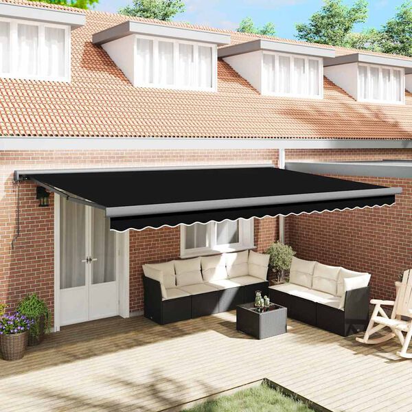 vidaXL Toldo Preto 500 x 300 x 165 cm Poli&eacute;ster e Alum&iacute;nio