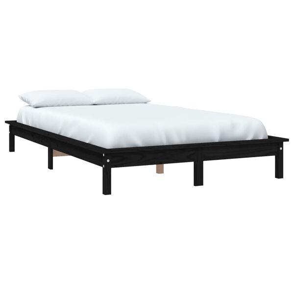 vidaXL Estrutura de cama 160x200 cm pinho maci&ccedil;o preto