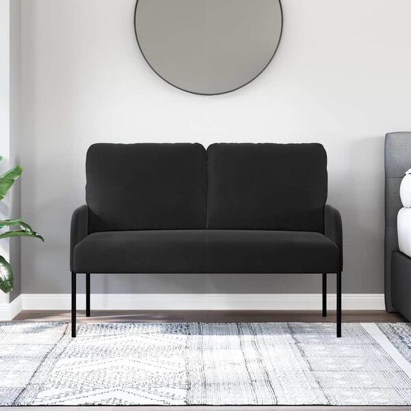vidaXL Sof&aacute;s com almofada 110cm Preto Contraplacado