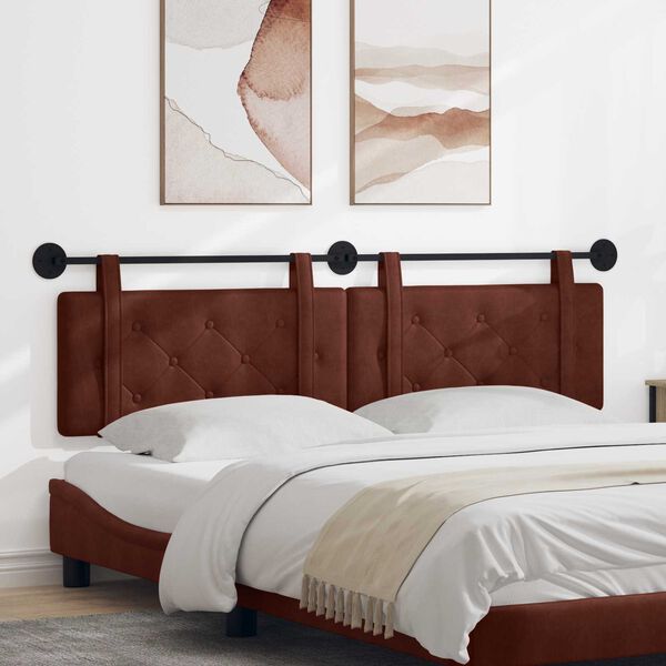 vidaXL Cabeceira Suspensa Marrom Brilhante 190 x 55 x 5 cm PU Antigo