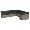 vidaXL 10 pcs conjunto sof&aacute;s de jardim c/ almofad&otilde;es vime PE cinzento
