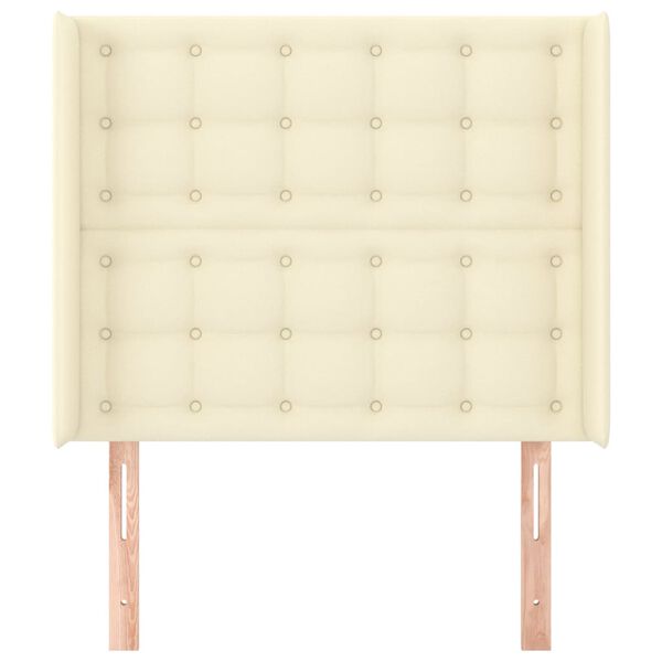 vidaXL Cabeceira cama c/ abas couro artificial 103x16x118/128 cm creme