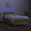 vidaXL Cama box spring c/ colch&atilde;o e LED 90x200 cm tecido verde