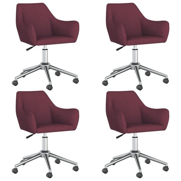 vidaXL Cadeiras de jantar girat&oacute;rias 4 pcs tecido roxo