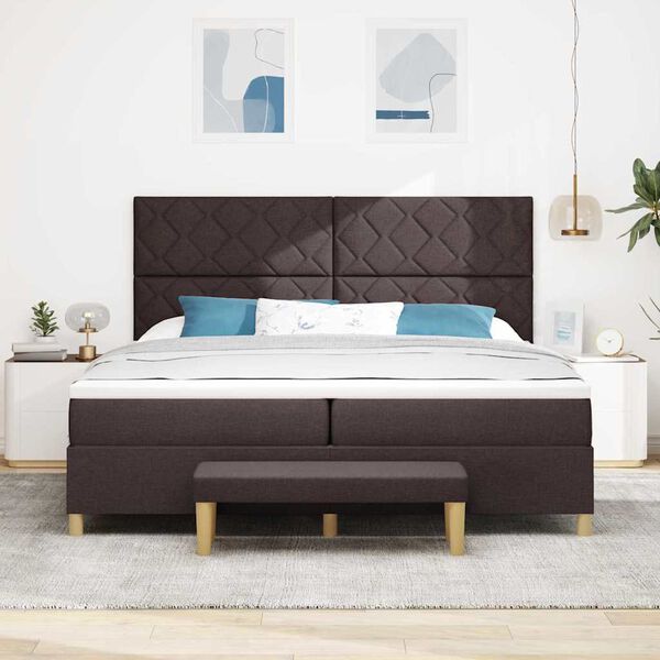 vidaXL Cama Box com colch&atilde;o Marrom Escuro 200 x 200 cm tecido