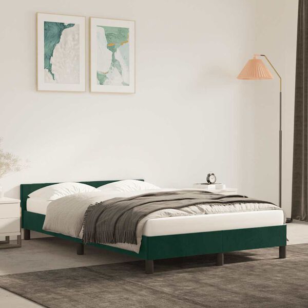 vidaXL Estrutura de cama sem colch&atilde;o 120x200 cm veludo verde-escuro