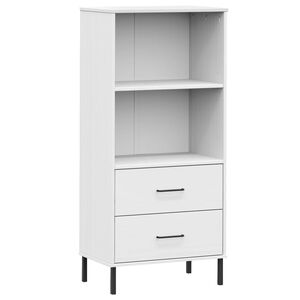 vidaXL Estante c/ 2 gavetas 60x35x128,5 cm madeira maci&ccedil;a OSLO branco