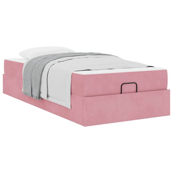 vidaXL Estrutura de cama com colch&atilde;o com colch&atilde;o 2 pcs Rosa Veludo
