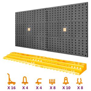 vidaXL Painel de parede para ferramentas 500x1000 mm 50 ganchos PP