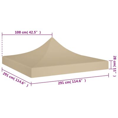 vidaXL Teto para tenda de festas 3x3 m 270 g/m² bege