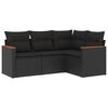 vidaXL 4 pcs conjunto de sof&aacute;s para jardim c/ almofad&otilde;es vime PE preto
