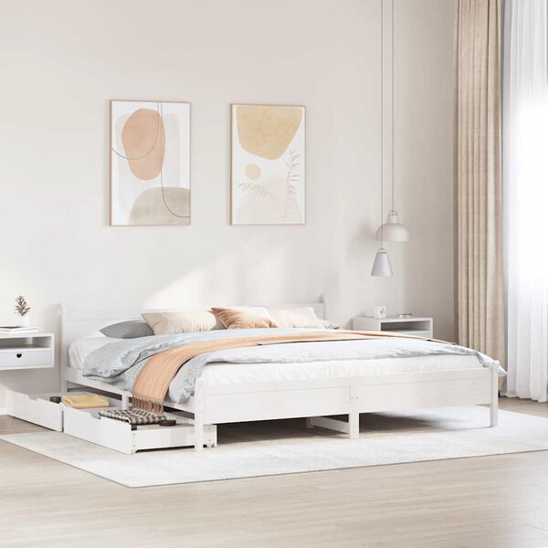 vidaXL Cama sem colch&atilde;o 180x200 cm madeira de pinho maci&ccedil;a branco
