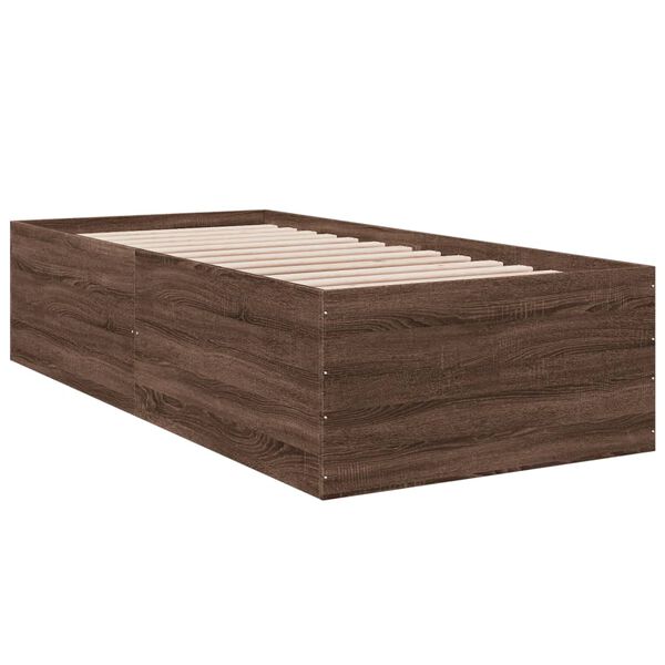 vidaXL Estrutura de cama 75x190 cm derivados madeira carvalho castanho