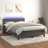 vidaXL Cama box spring c/ colch&atilde;o/LED 140x190cm veludo cinzento-escuro