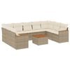 vidaXL 10 pcs conjunto de sof&aacute;s p/ jardim com almofad&otilde;es vime PE bege