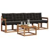 vidaXL Conjunto de Sof&aacute;s para Exterior 5 pcs Natural e Preto