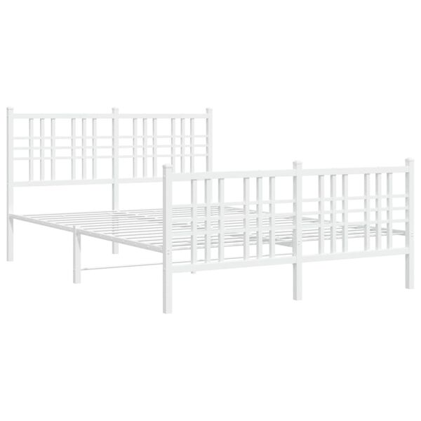 vidaXL Estrutura de cama com cabeceira e p&eacute;s 137x190 cm metal branco