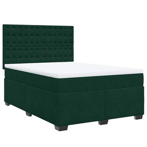 vidaXL Cama com molas/colch&atilde;o 160x200 cm veludo verde-escuro