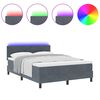 vidaXL Cama Box Spring LED Cinza Escuro 160 x 200 cm Veludo