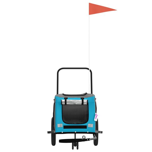 vidaXL Reboque de bicicleta p/ animais tecido oxford/ferro azul/preto