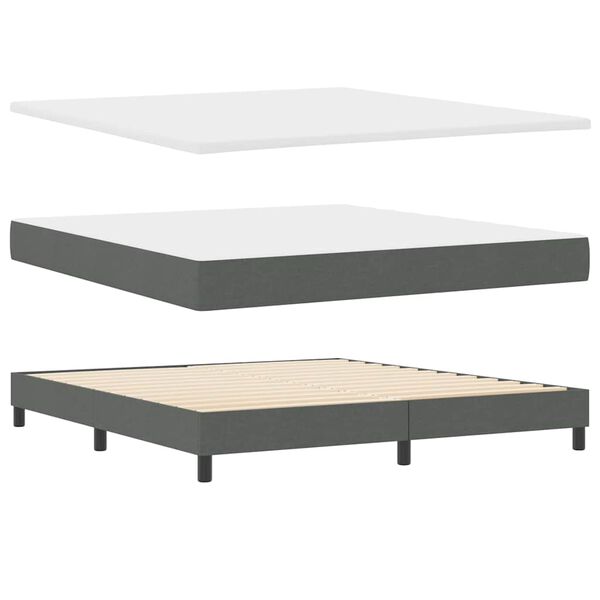 vidaXL Cama box spring com colch&atilde;o Cinzento escuro 180 x 200 cm tecido