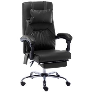 vidaXL Cadeira de escrit&oacute;rio c/ fun&ccedil;&atilde;o massagem couro artificial preto