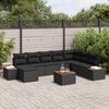 vidaXL Conjunto de Sof&aacute; de Jardim com almofada 9 pcs Preto Polirattan