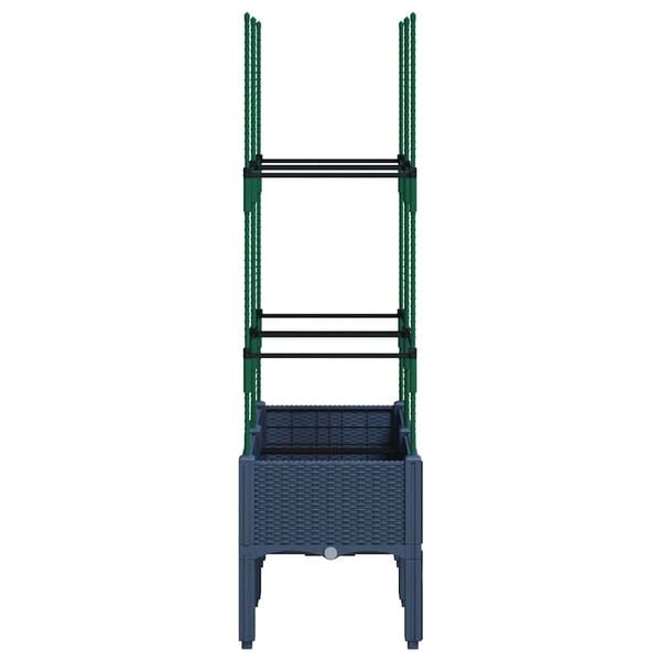 vidaXL Vaso/floreira de jardim c/ treli&ccedil;a 80x40x142,5 cm PP cinzento azul