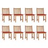 vidaXL Cadeiras de jardim 8 pcs c/ almofad&otilde;es madeira de teca maci&ccedil;a