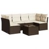 vidaXL 7 pcs conjunto de sof&aacute;s jardim c/ almofad&otilde;es vime PE castanho