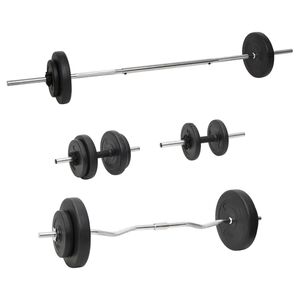 vidaXL Barras e halteres com discos 60 Kg